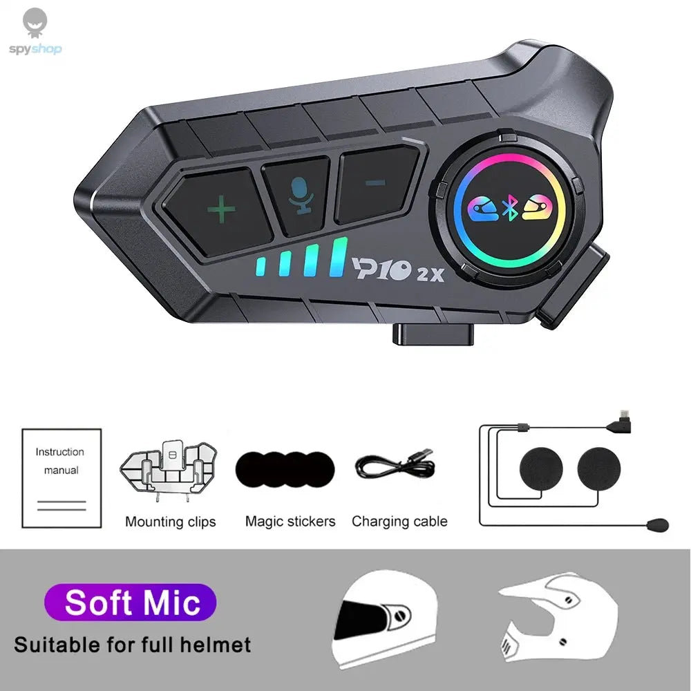 2000mah Motorcycle Intercom Helmet Headset Wireless Communicator Interphone Waterproof Bluetooth Earphone Handsfree Call 300m Spy-shop.com