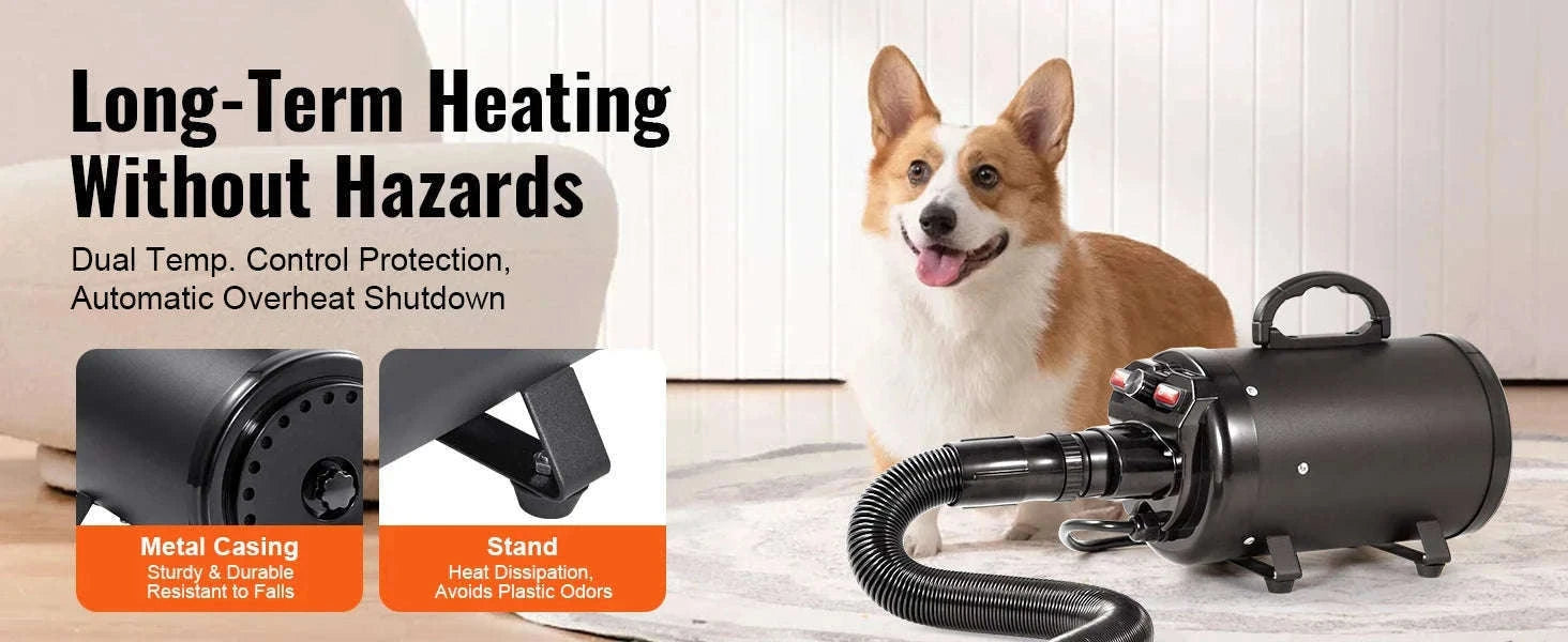 2000W/2.7HP Dog Blow Dryer with Adjustable Speed-Gray / CZECH REPUBLIC