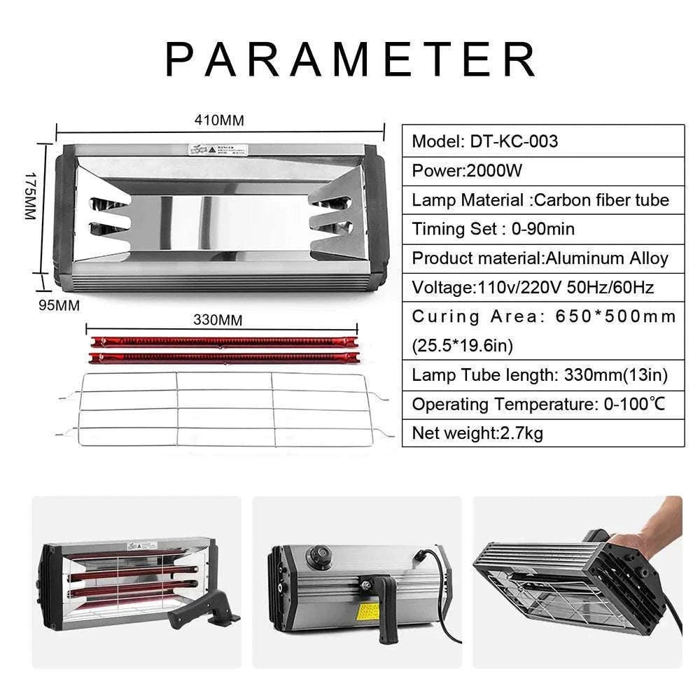 2000W Infrared Paint Curing Lamp with Adjustable Bracket-ZJ-SC-002 / 220V EU / GERMANY