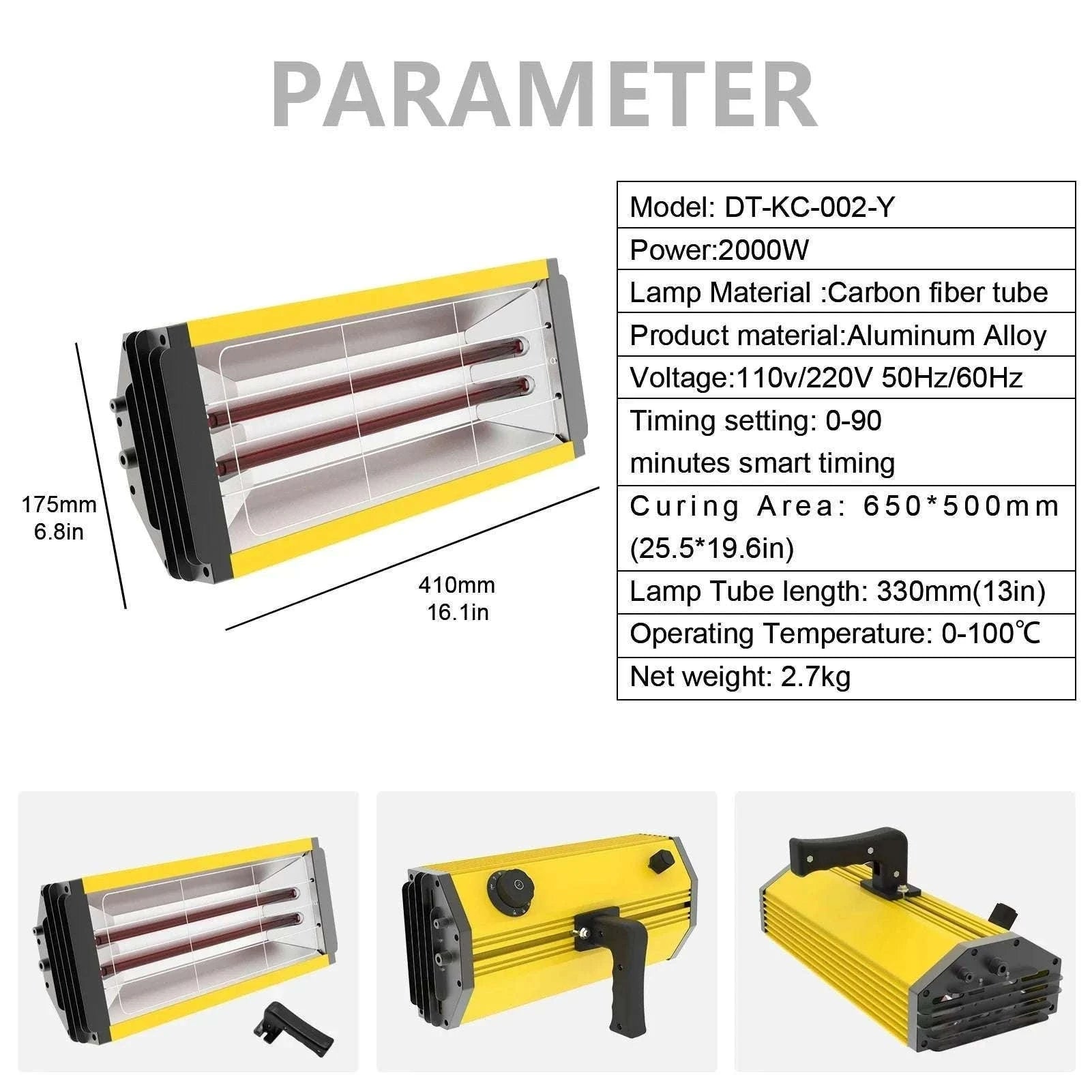 2000W Infrared Paint Curing Lamp with Adjustable Bracket-ZJ-SC-002 / 220V EU / GERMANY