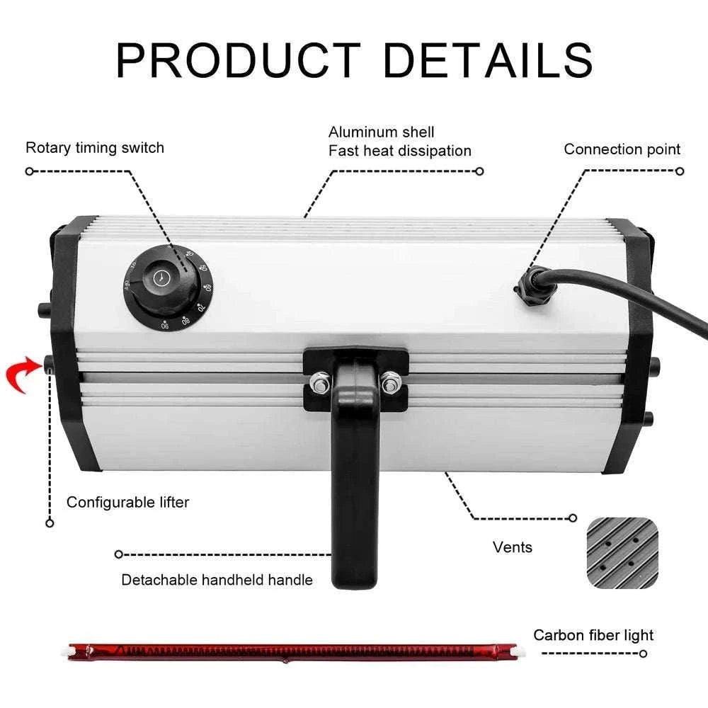 2000W Infrared Paint Curing Lamp with Adjustable Bracket-ZJ-SC-002 / 220V EU / GERMANY