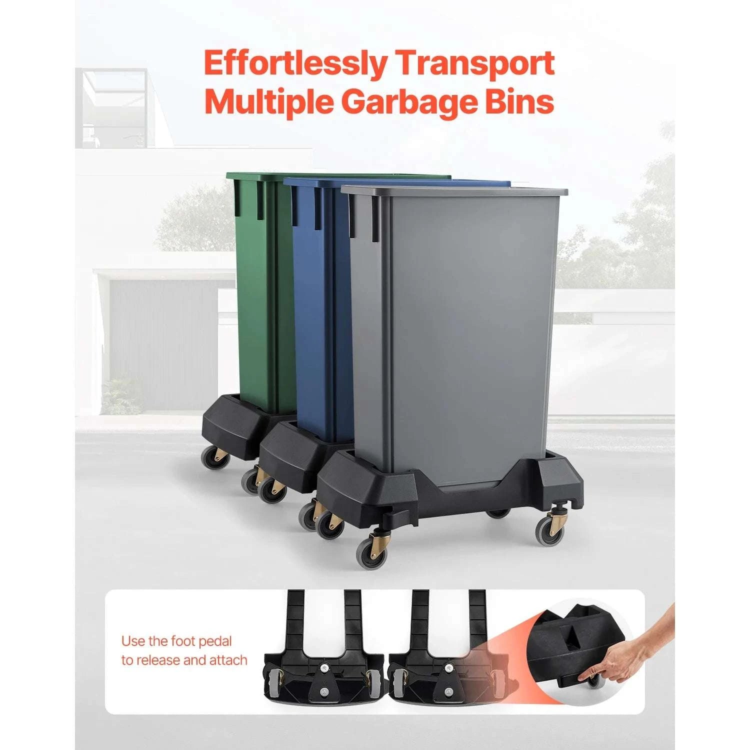 200lb Trash Can Dolly with Lockable Wheels for 16/23 Gallon Bins-200lbs / GERMANY