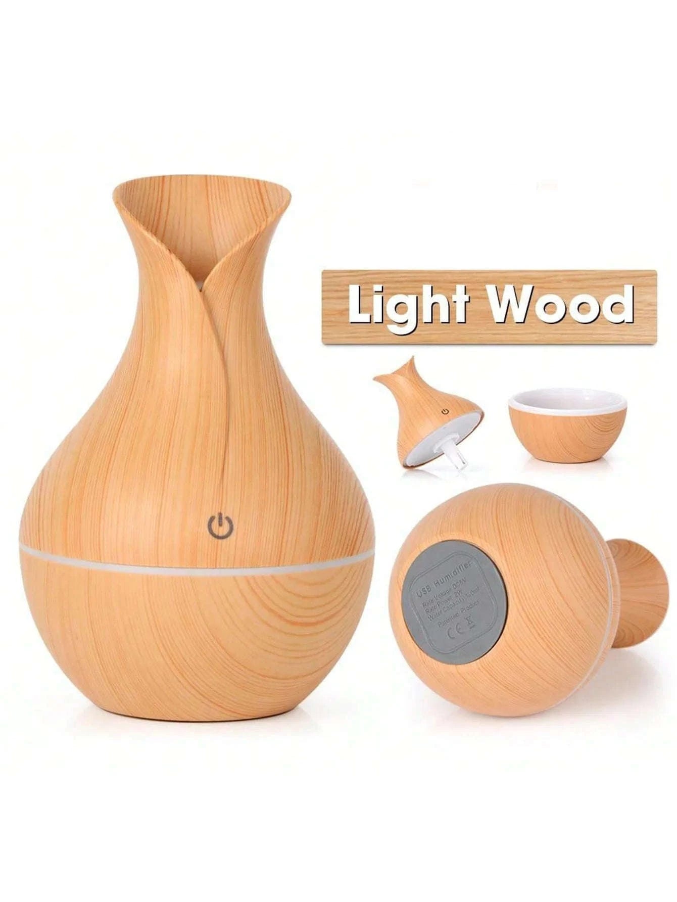 200ml Air Humidifier Essential Oil Diffuser USB Mist Maker-white wood grain
