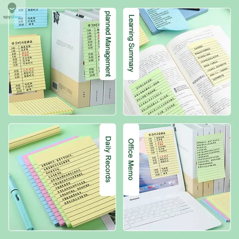 200sheets Line Sticky Notes 4 Colors Portable Student Note Marker Writing Sticky Notes Self-Adhesive Easy To Apply Notepad Spy-shop.com
