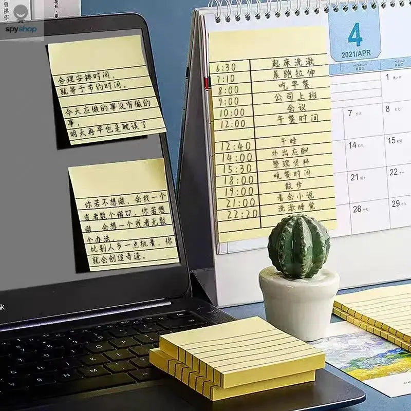 200sheets Line Sticky Notes 4 Colors Portable Student Note Marker Writing Sticky Notes Self-Adhesive Easy To Apply Notepad Spy-shop.com