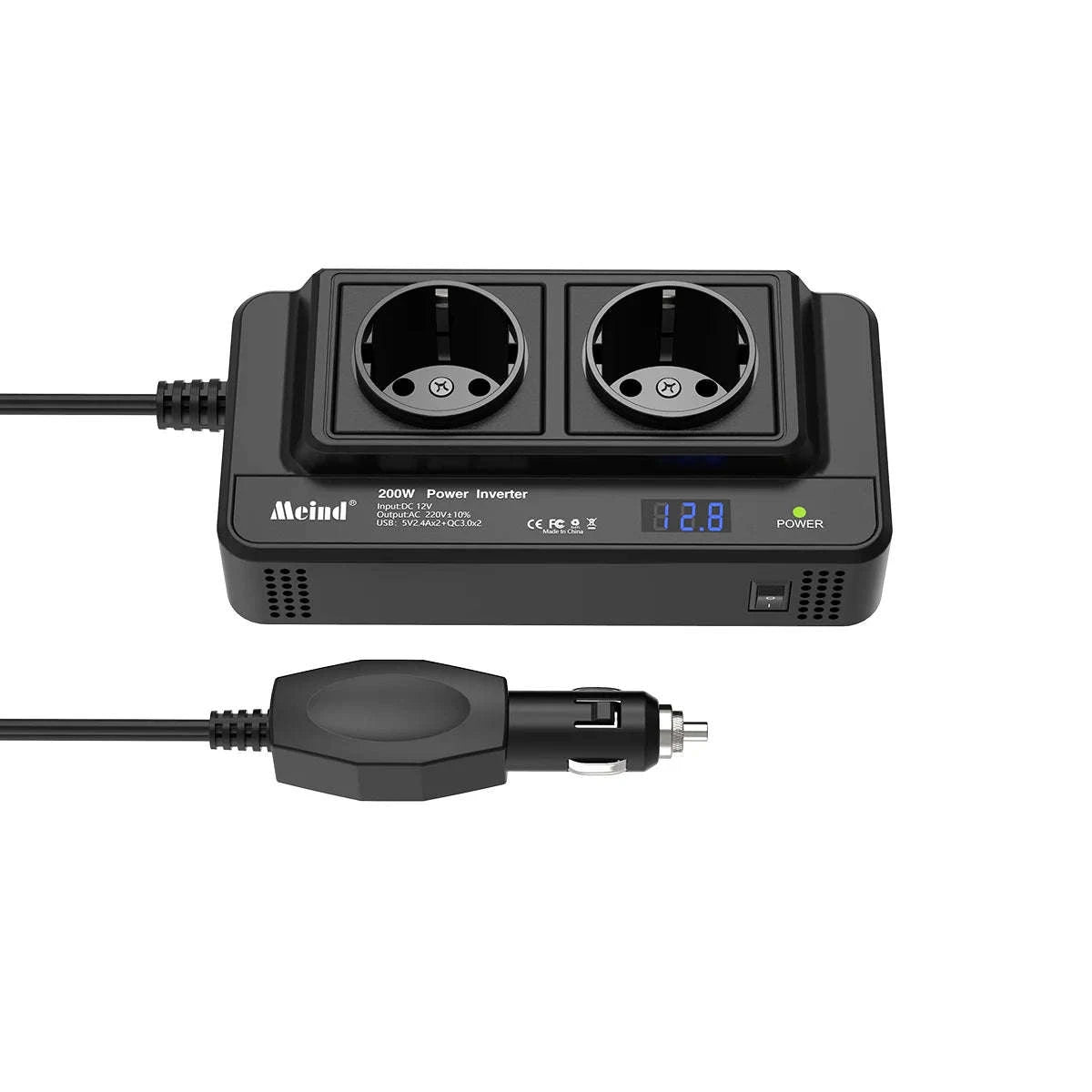 200W Car Power Inverter 12V to 220V-black