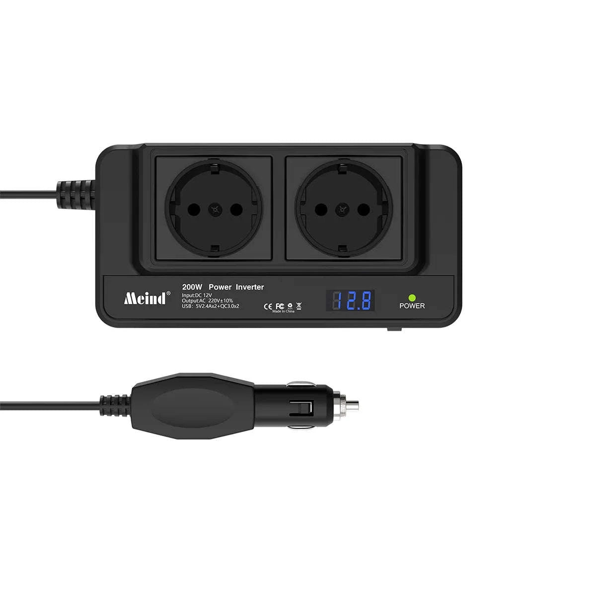 200W Car Power Inverter 12V to 220V-black