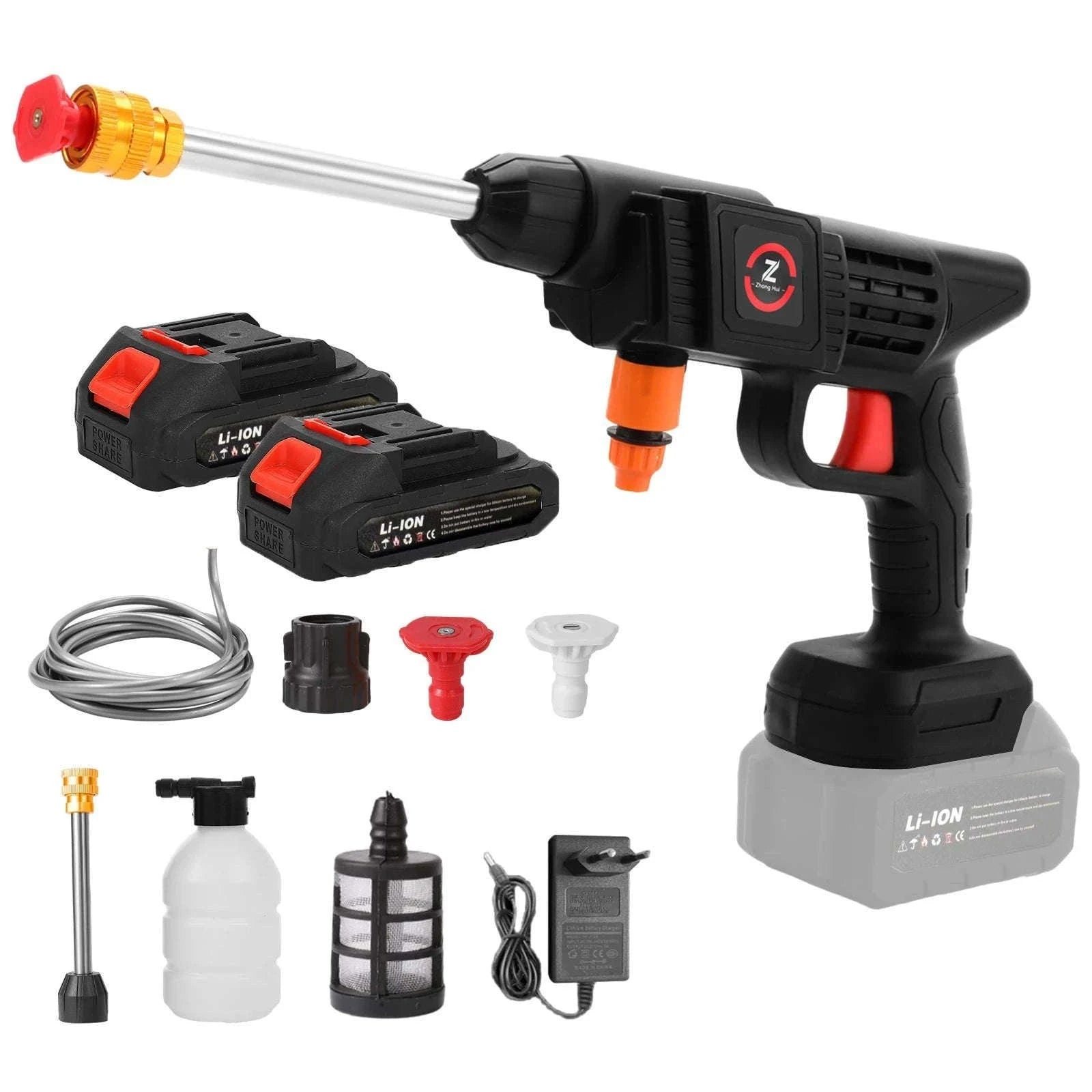 200W Cordless High Pressure Spray Gun Car Washer-With 2X15Cell Battery / Poland / Electric