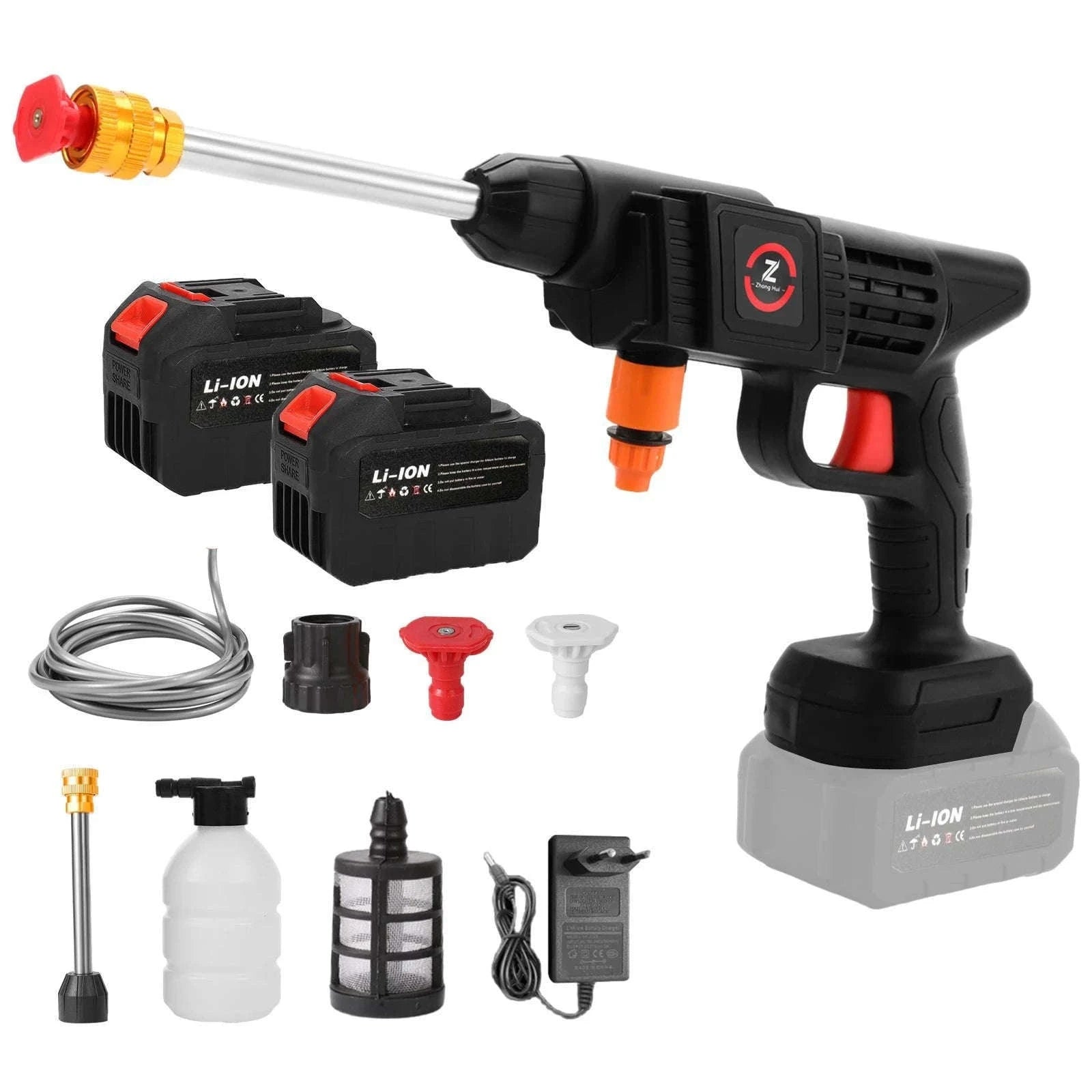 200W Cordless High Pressure Spray Gun Car Washer-With 2X15Cell Battery / Poland / Electric