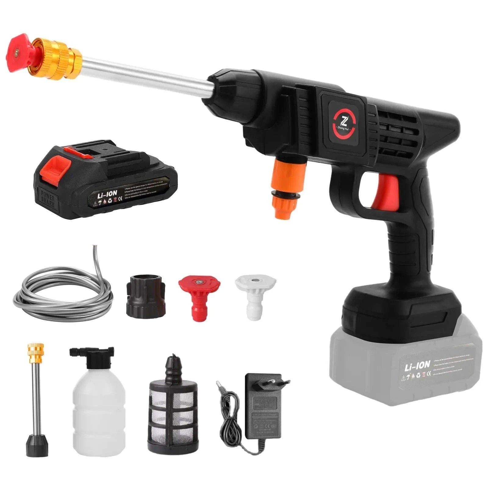 200W Cordless High Pressure Spray Gun Car Washer-With 2X15Cell Battery / Poland / Electric