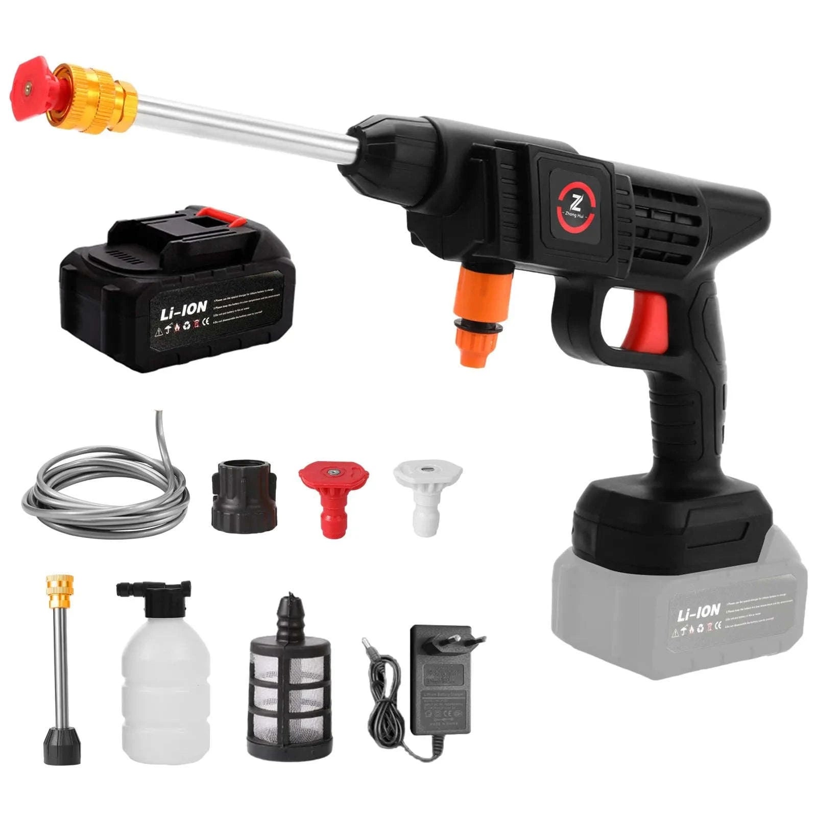 200W Cordless High Pressure Spray Gun Car Washer-With 2X15Cell Battery / spain / Electric