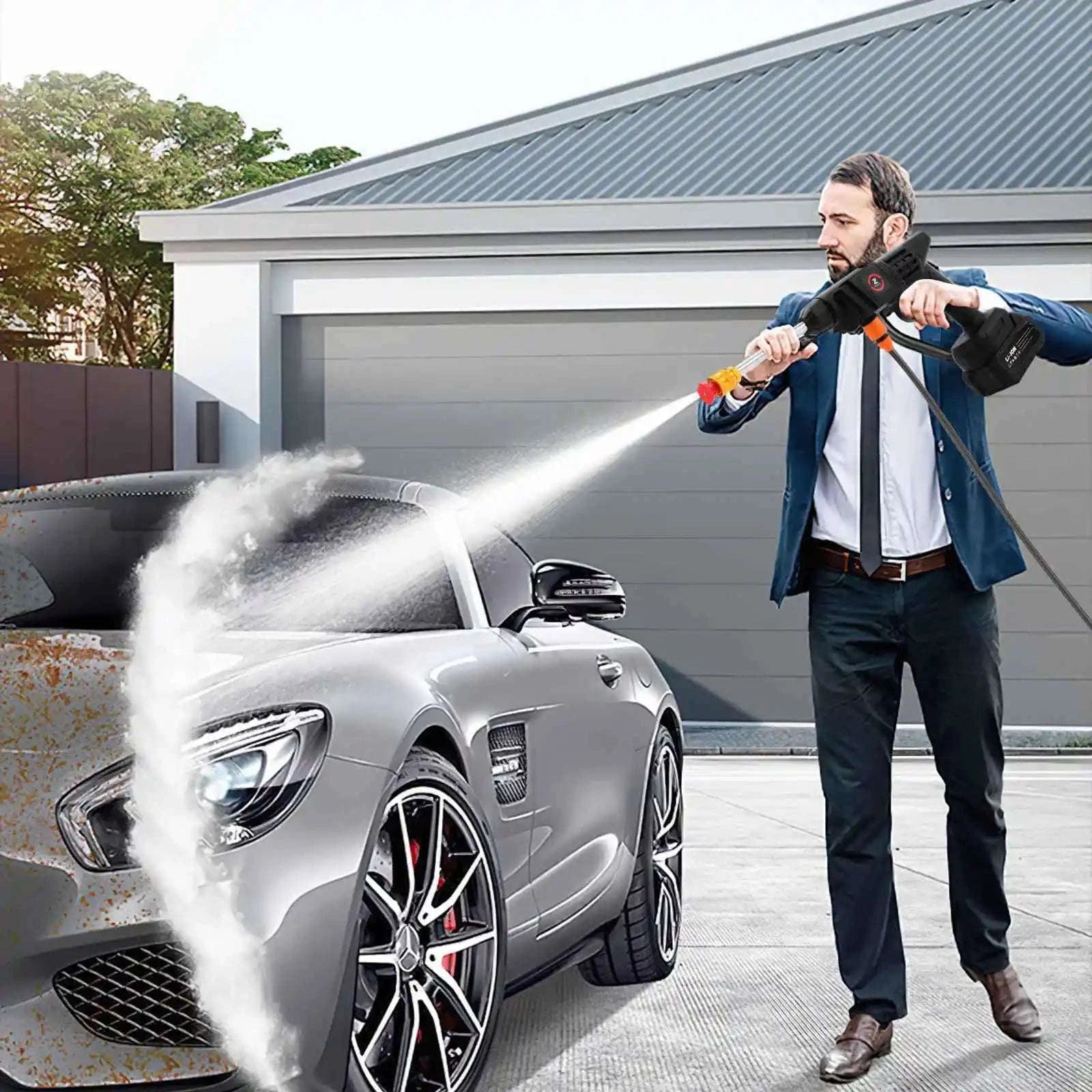 200W Cordless High Pressure Spray Gun Car Washer-With 2X15Cell Battery / spain / Electric