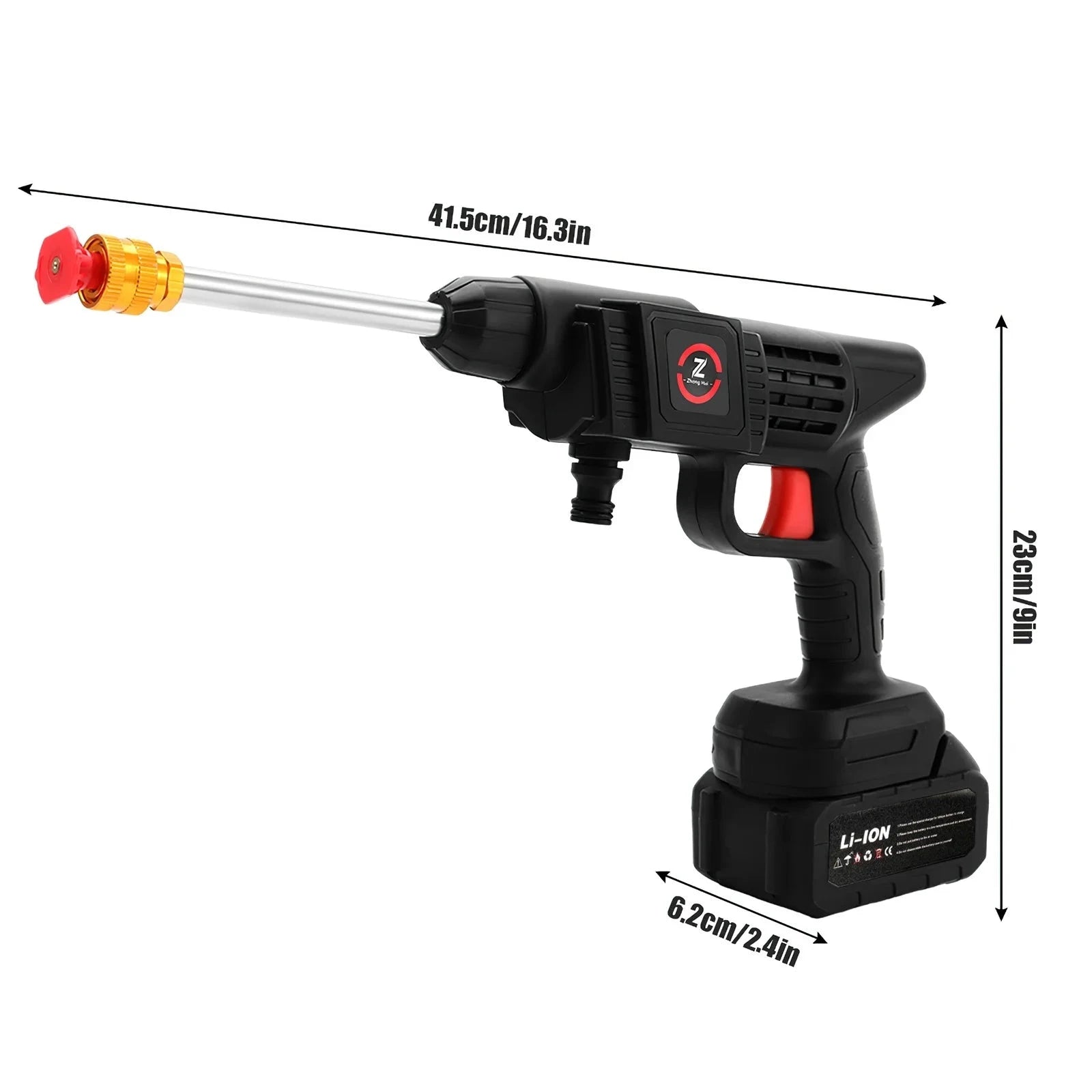 200W Cordless High Pressure Spray Gun Car Washer-With 2X15Cell Battery / spain / Electric