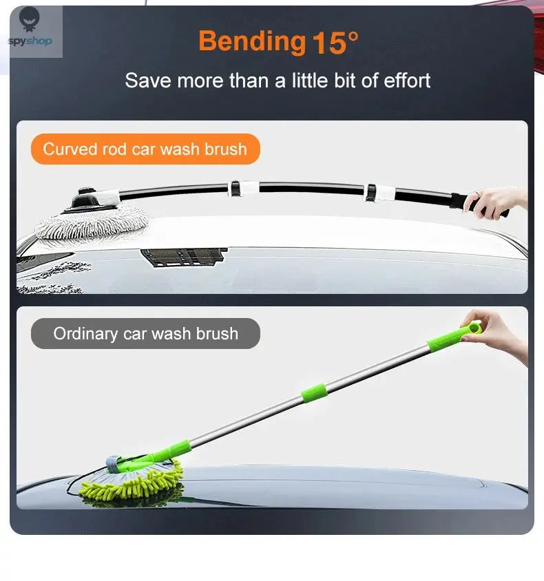 2022 New 15 Degree Bend Car Cleaning Brush Car Wash Brush Chenille Broom Telescoping Long Handle Cleaning Mop Cleaning Tools