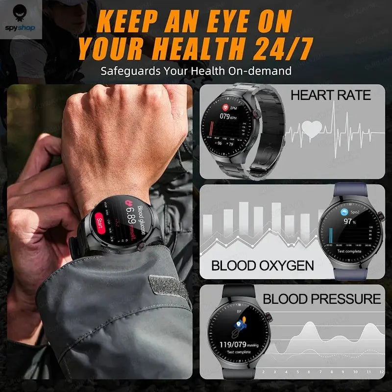 2024 New Medical Grade Smart Watch Blood Sugar Blood Lipid Uric Acid ECG+PPG Body Temperature Bluetooth Call Health Smartwatch Spy-shop.com