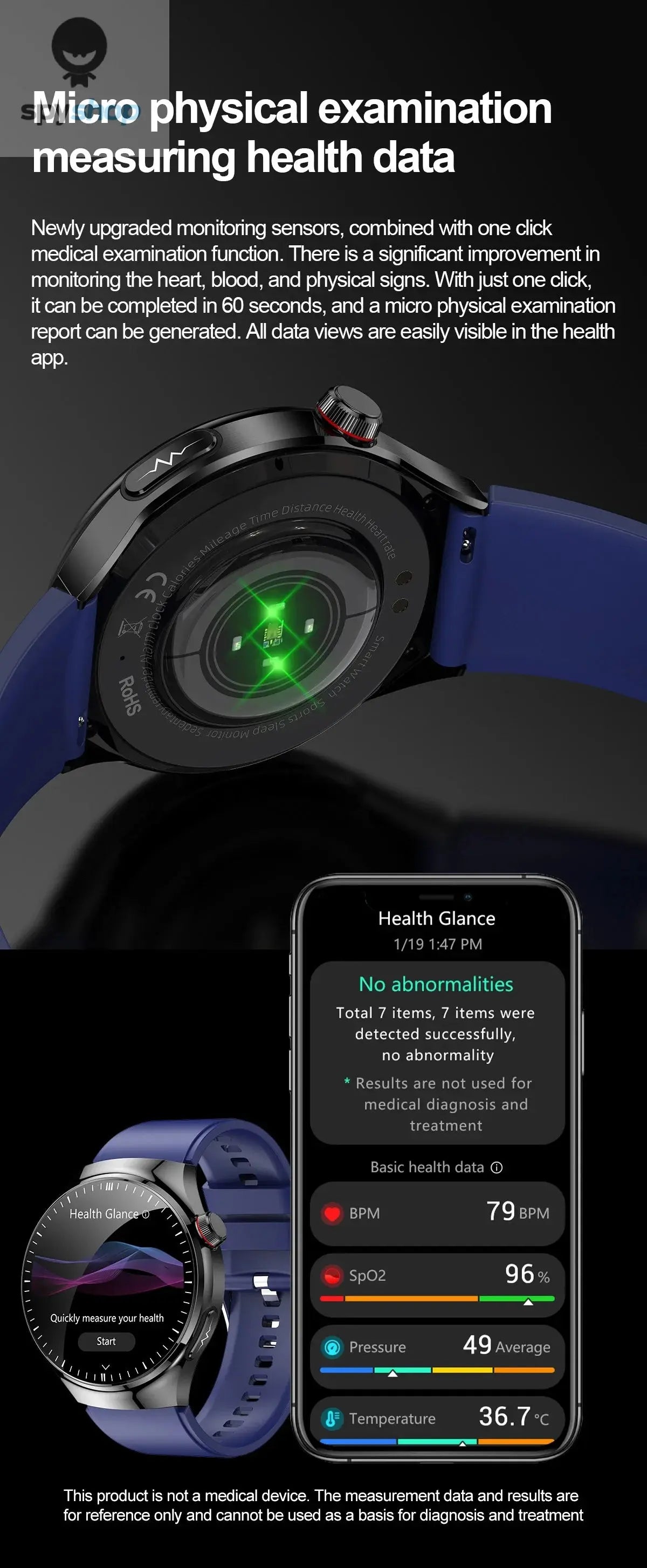 2024 New Medical Grade Smart Watch Blood Sugar Blood Lipid Uric Acid ECG+PPG Body Temperature Bluetooth Call Health Smartwatch Spy-shop.com