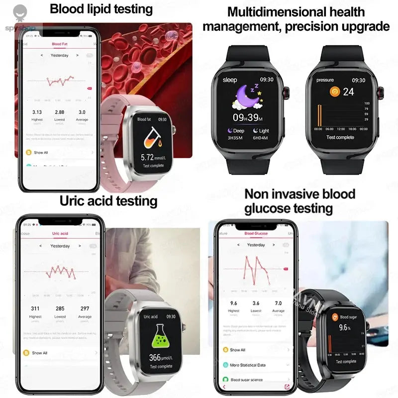 2024 New Uric Acid Blood Fat Smart Watch Men Blood Sugar ECG+PPG Blood Pressure Bluetooth Call Sports for Xiaomi Health Watch Spy-shop.com