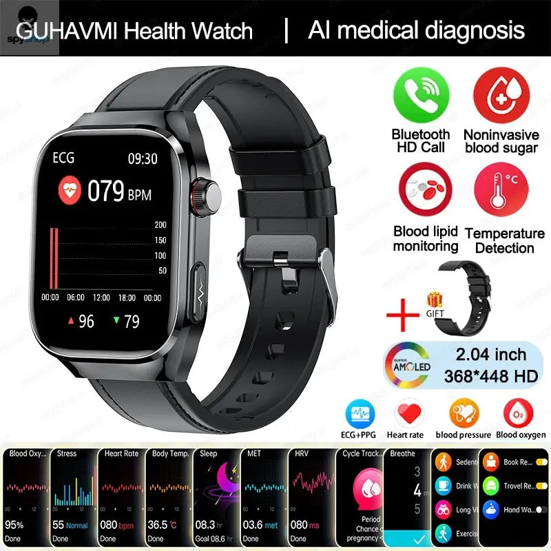 2024 New Uric Acid Blood Fat Smart Watch Men Blood Sugar ECG+PPG Blood Pressure Bluetooth Call Sports for Xiaomi Health Watch Spy-shop.com