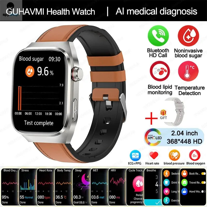 2024 New Uric Acid Blood Fat Smart Watch Men Blood Sugar ECG+PPG Blood Pressure Bluetooth Call Sports for Xiaomi Health Watch Spy-shop.com