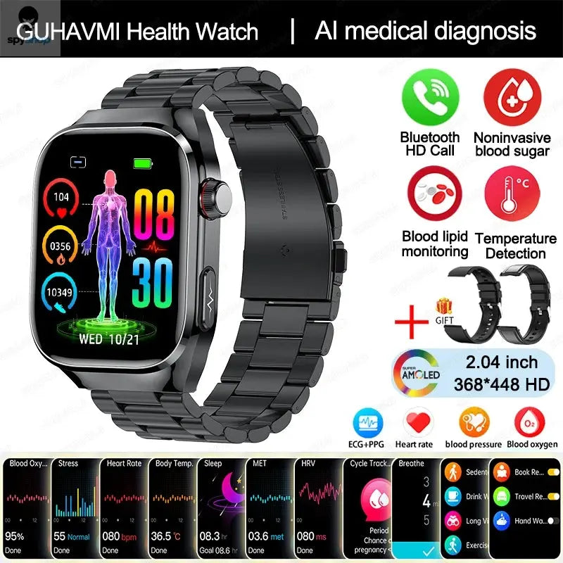2024 New Uric Acid Blood Fat Smart Watch Men Blood Sugar ECG+PPG Blood Pressure Bluetooth Call Sports for Xiaomi Health Watch Spy-shop.com