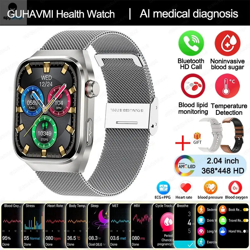 2024 New Uric Acid Blood Fat Smart Watch Men Blood Sugar ECG+PPG Blood Pressure Bluetooth Call Sports for Xiaomi Health Watch Spy-shop.com