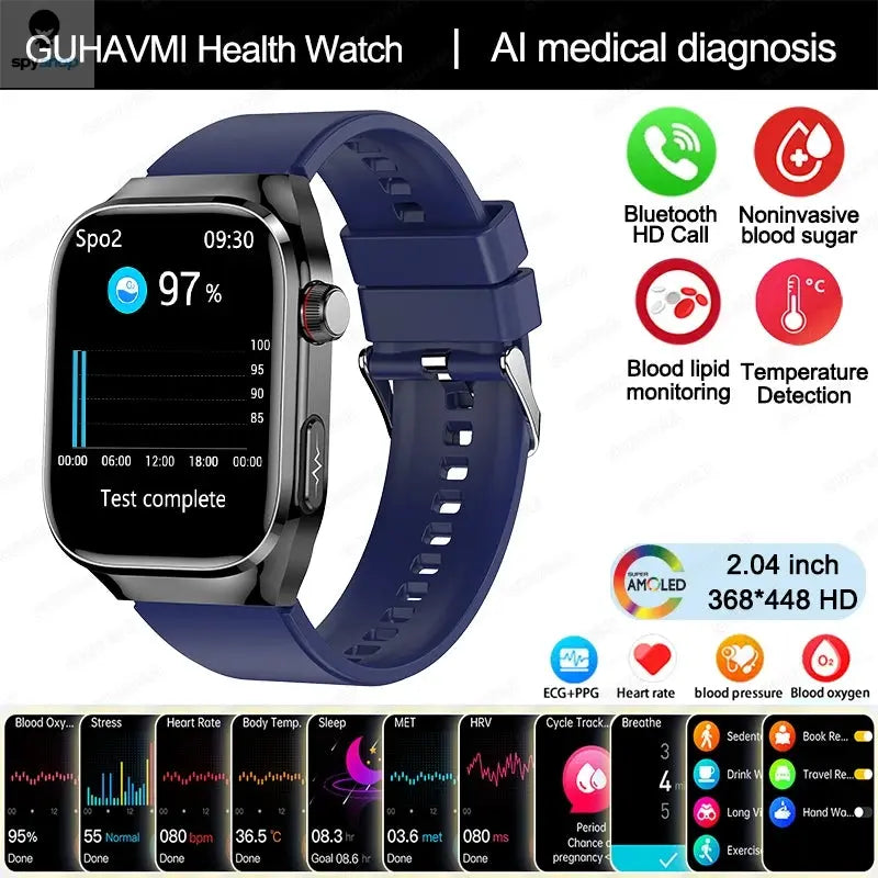 2024 New Uric Acid Blood Fat Smart Watch Men Blood Sugar ECG+PPG Blood Pressure Bluetooth Call Sports for Xiaomi Health Watch Spy-shop.com