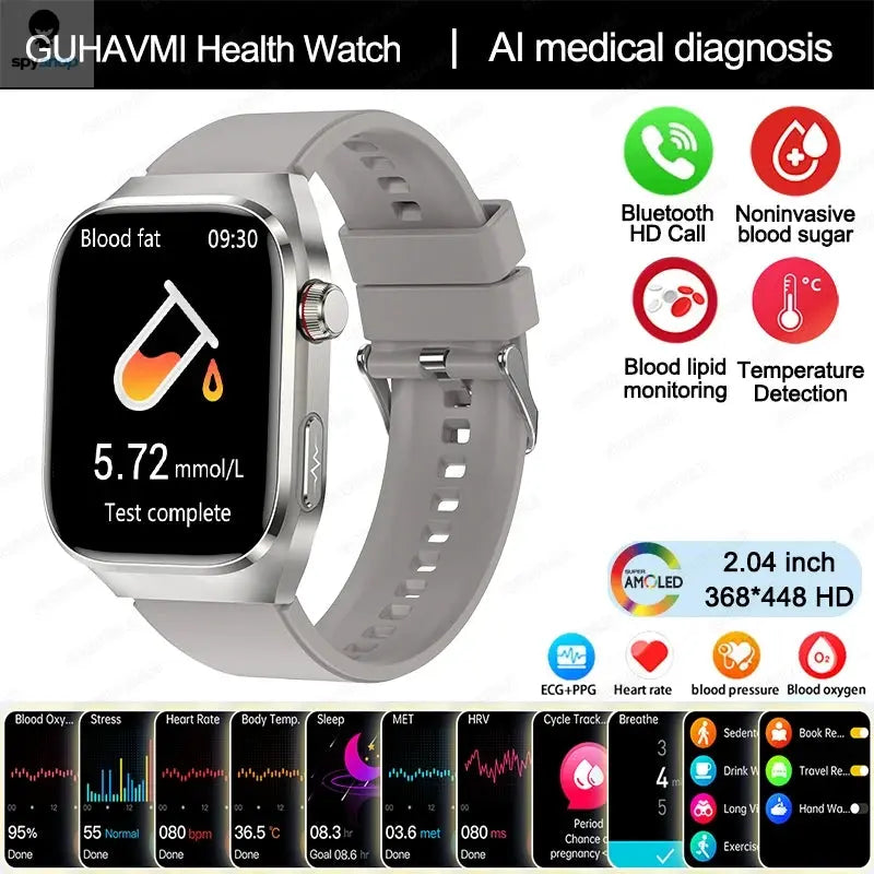 2024 New Uric Acid Blood Fat Smart Watch Men Blood Sugar ECG+PPG Blood Pressure Bluetooth Call Sports for Xiaomi Health Watch Spy-shop.com
