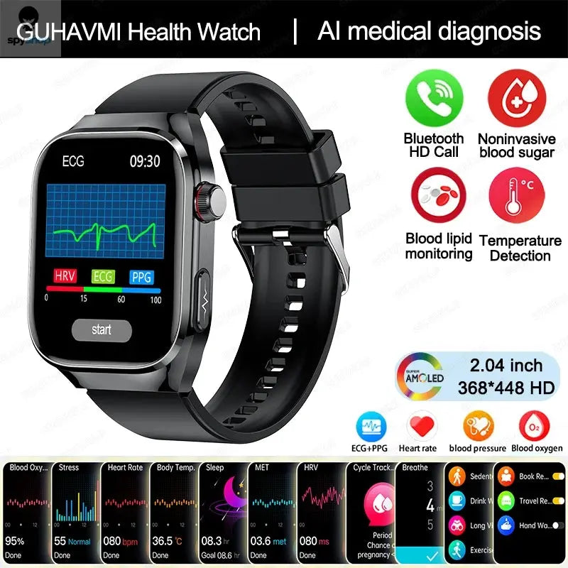 2024 New Uric Acid Blood Fat Smart Watch Men Blood Sugar ECG+PPG Blood Pressure Bluetooth Call Sports for Xiaomi Health Watch Spy-shop.com