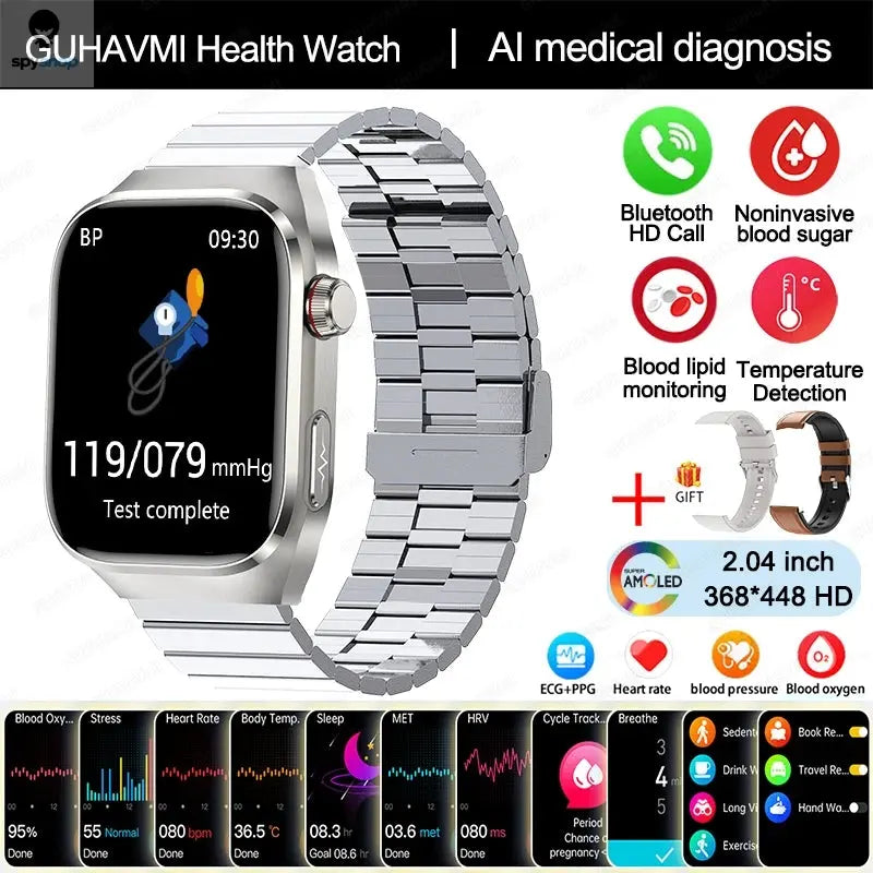2024 New Uric Acid Blood Fat Smart Watch Men Blood Sugar ECG+PPG Blood Pressure Bluetooth Call Sports for Xiaomi Health Watch Spy-shop.com