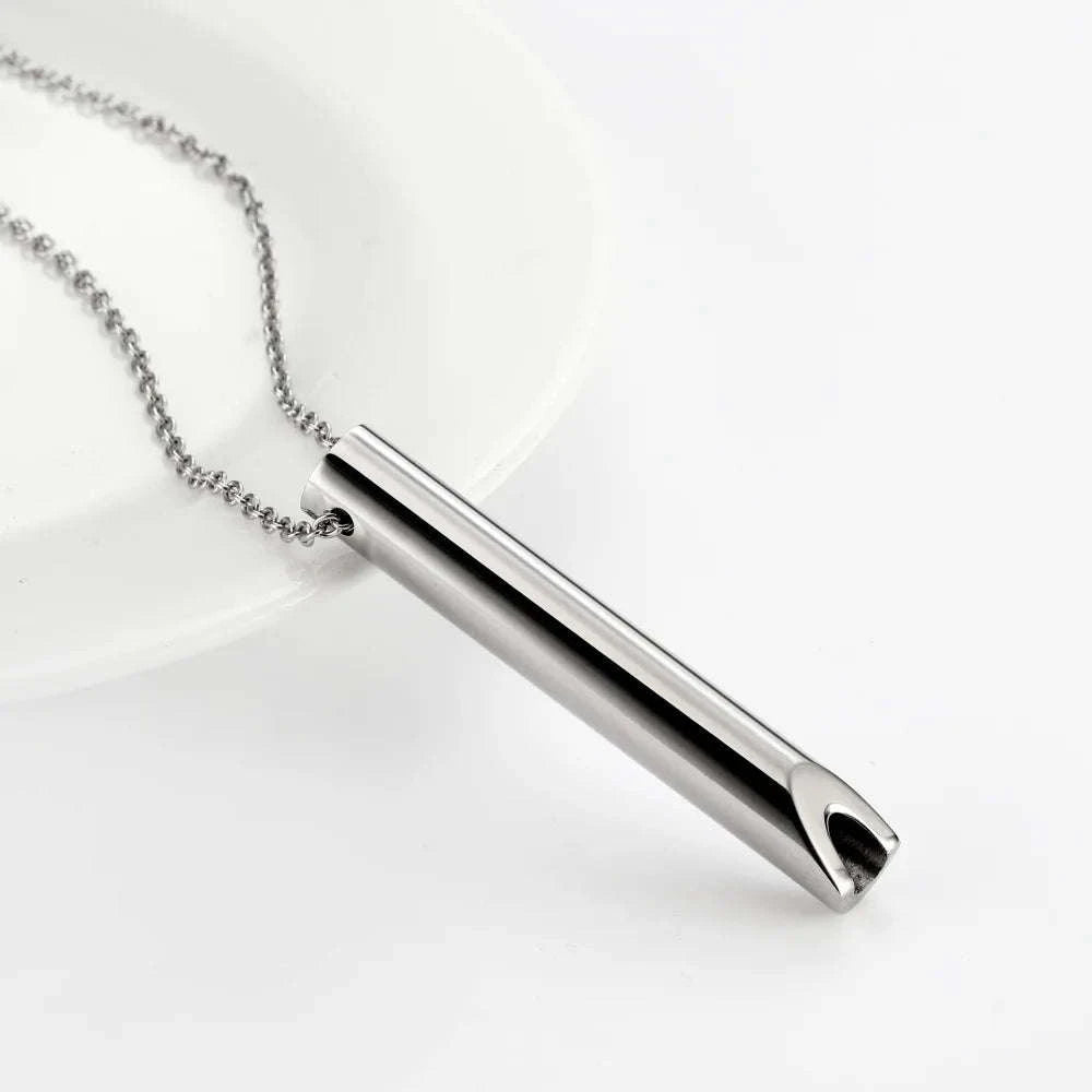 2024 New Stainless Steel Whistle Necklace Unisex Slow Breathing Decompression Tubular Pendant Jewelry Commuter Party Gift Giving-Rose gold