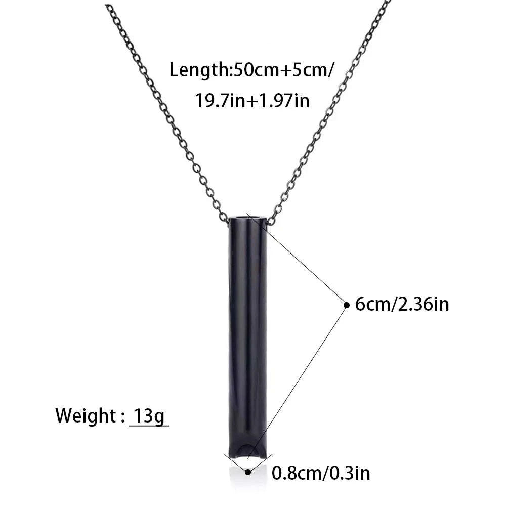 2024 New Stainless Steel Whistle Necklace Unisex Slow Breathing Decompression Tubular Pendant Jewelry Commuter Party Gift Giving-Rose gold