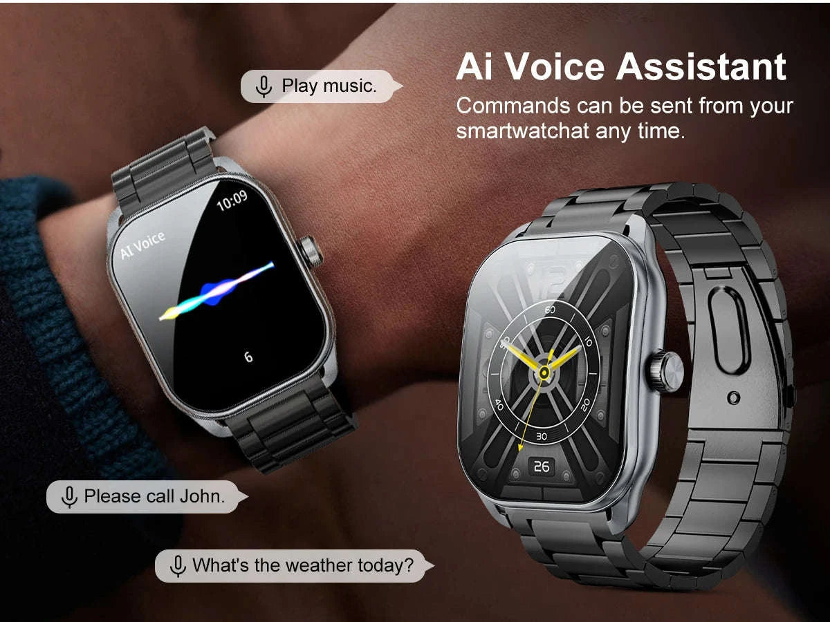 2024 Smart Watch for Men with 2.01-Inch Curved Display-jx629 black steel / spain