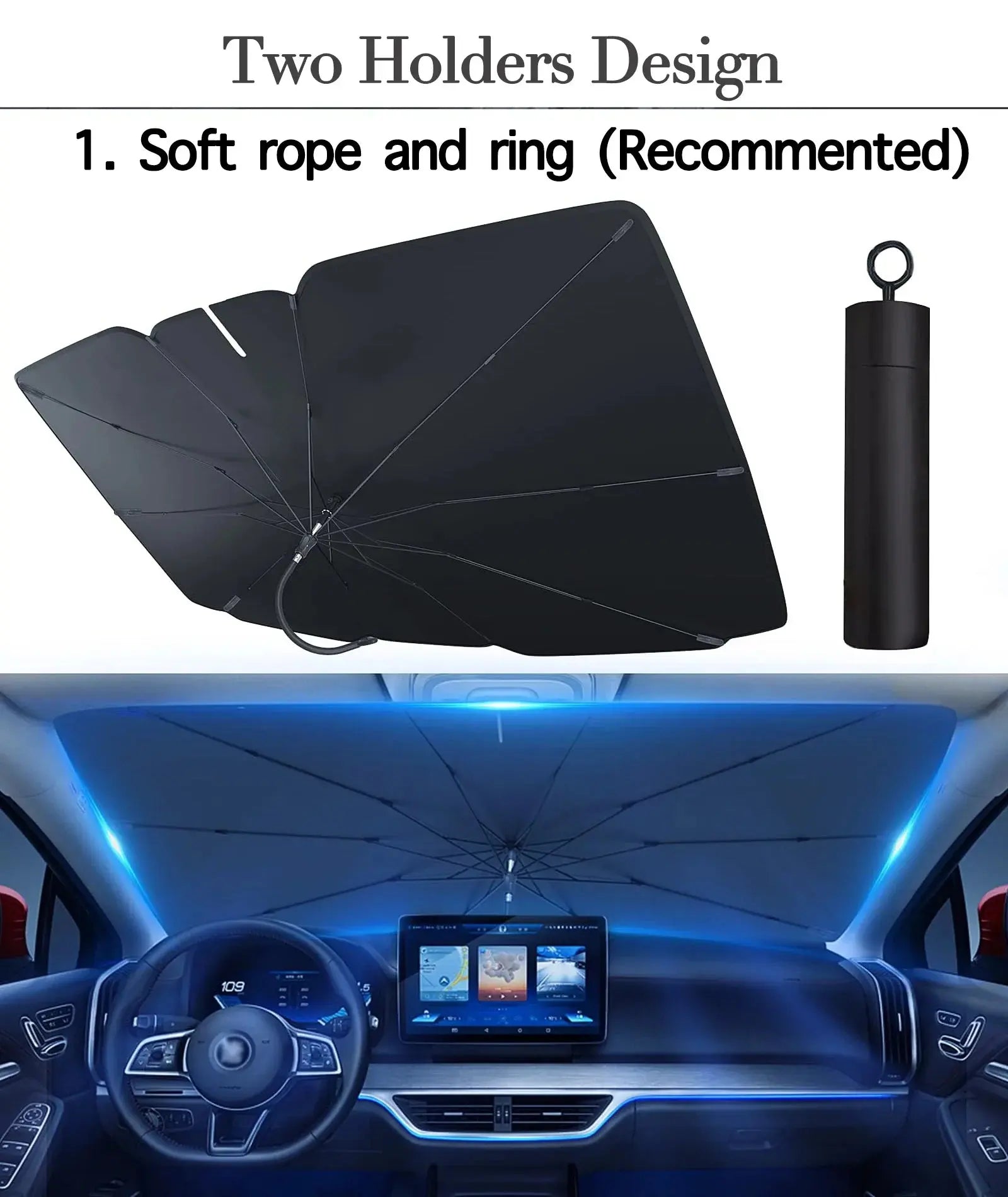 2025 Car Umbrella Windshield Sunshade Foldable Sun Shade Front Window Cover for UV Block Heat Portable Protector Parasol Spy-shop.com