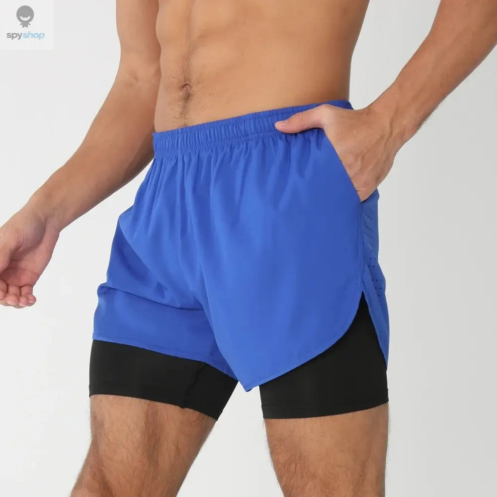 2025New Men Running Shorts Gym Sports Shorts 2 In 1 Quick Dry Workout Training Gym Fitness Jogging Short Pants Summer Men Shorts