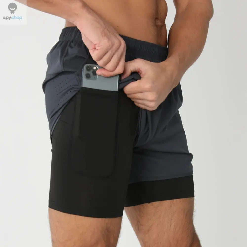 2025New Men Running Shorts Gym Sports Shorts 2 In 1 Quick Dry Workout Training Gym Fitness Jogging Short Pants Summer Men Shorts