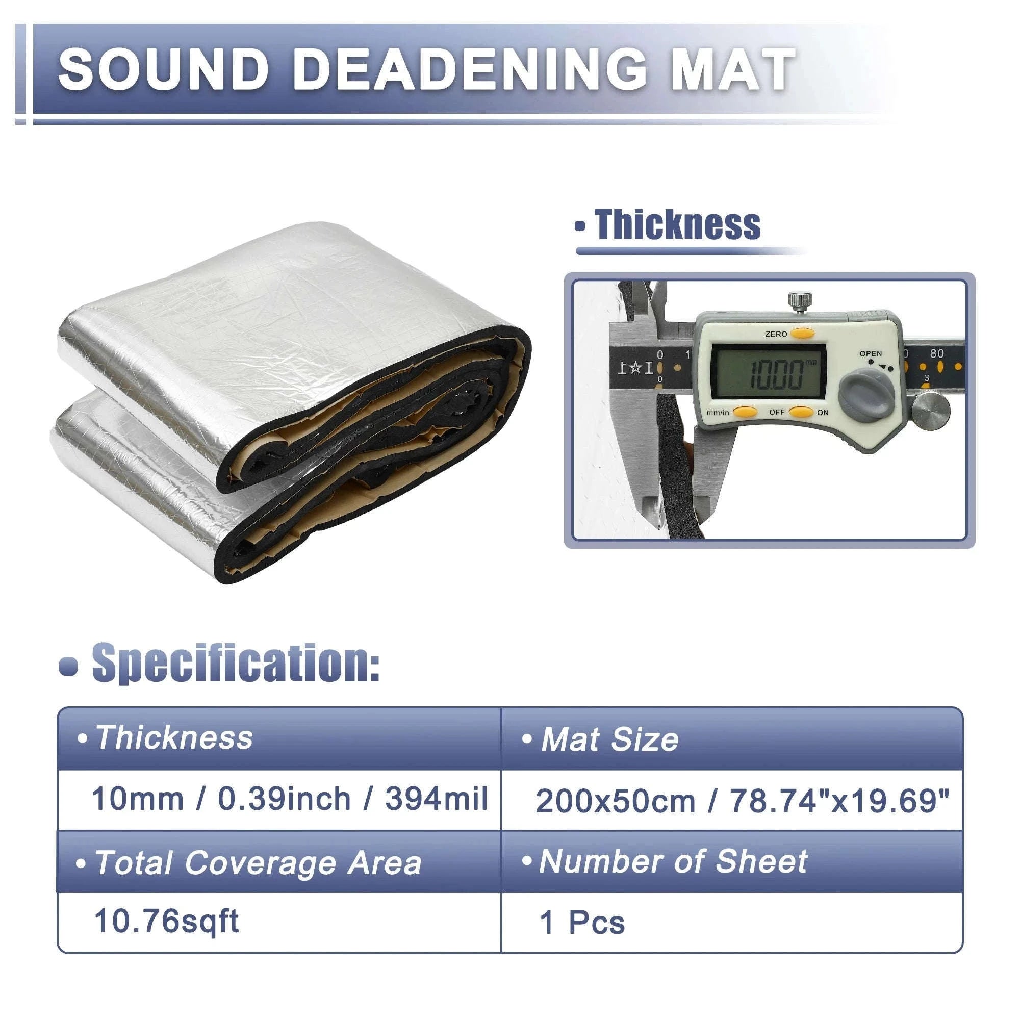 203cm x 100cm Car Firewall Heat and Sound Deadener Insulation Mat, 5mm-5mmx203cmx100cm