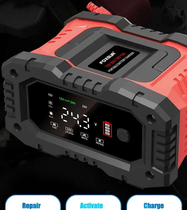 20A/10A Smart Car & Motorcycle Battery Charger 12V/24V-20A 10A red
