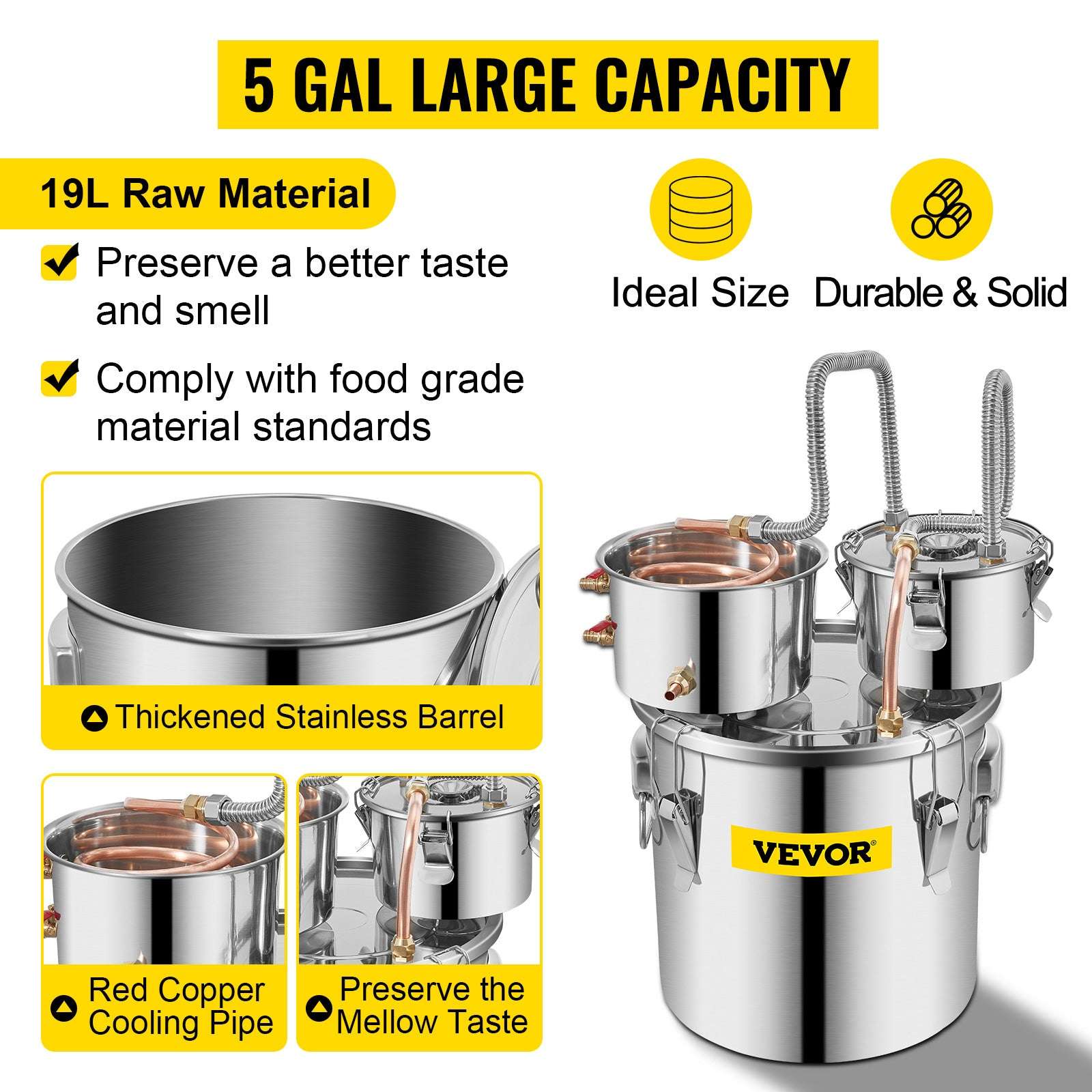 20L–30L Stainless Steel Distiller Kit with Copper Coil Cooling-20 L / United States