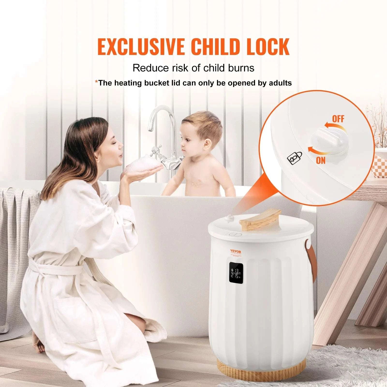 20L Large Towel Warmer Bucket with Timer, LED Display & Child Lock-Indicator Lights / United States