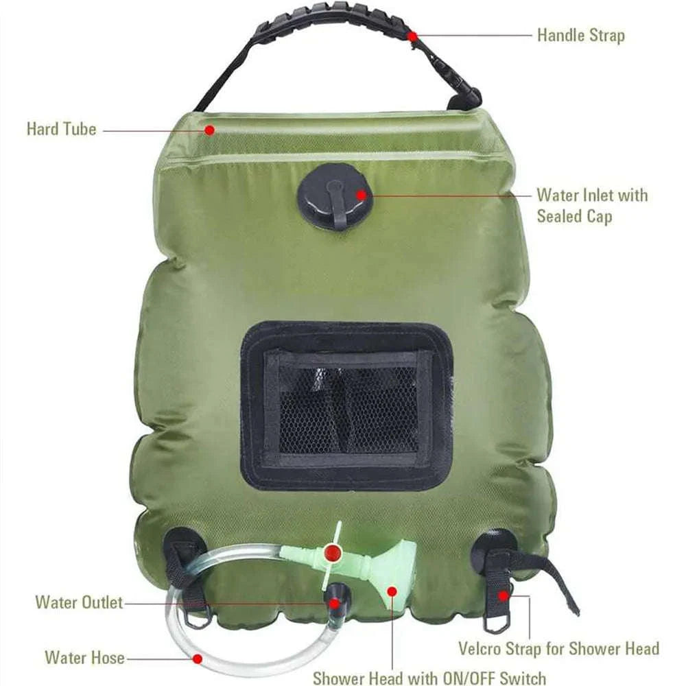 20L Solar Shower Bag with Shower Head for Camping-Simple style