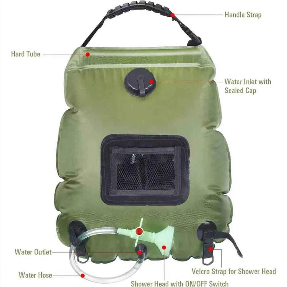 20L Solar Shower Bag with Shower Head for Camping-Simple style