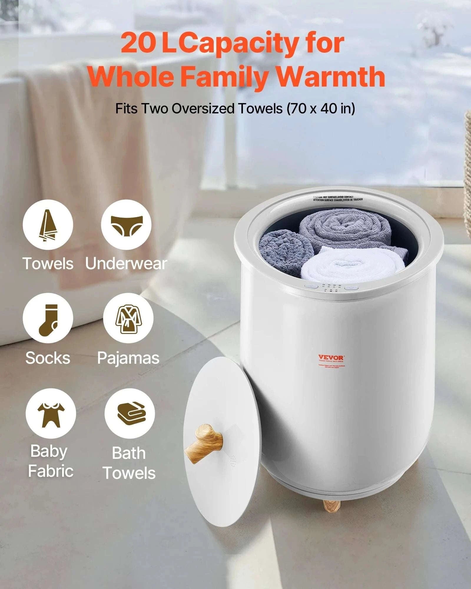 20L Towel Warmer Bucket with Adjustable Heat & Aromatherapy-Gray 20L / Poland