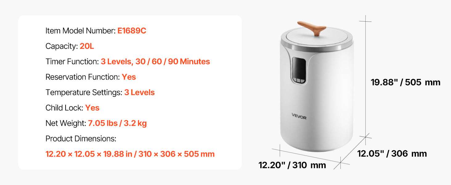 20L Towel Warmer Bucket with Timer, LED Light & Safety Lock-White 20L / Poland