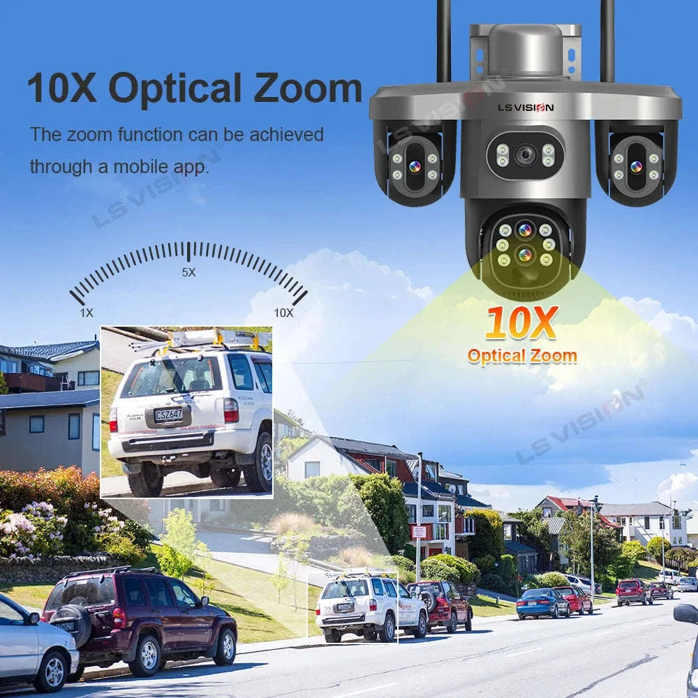 20MP 4-Lens 4G Solar Security Camera with 10X Zoom-4G 10XZoom Add 64G / CHINA