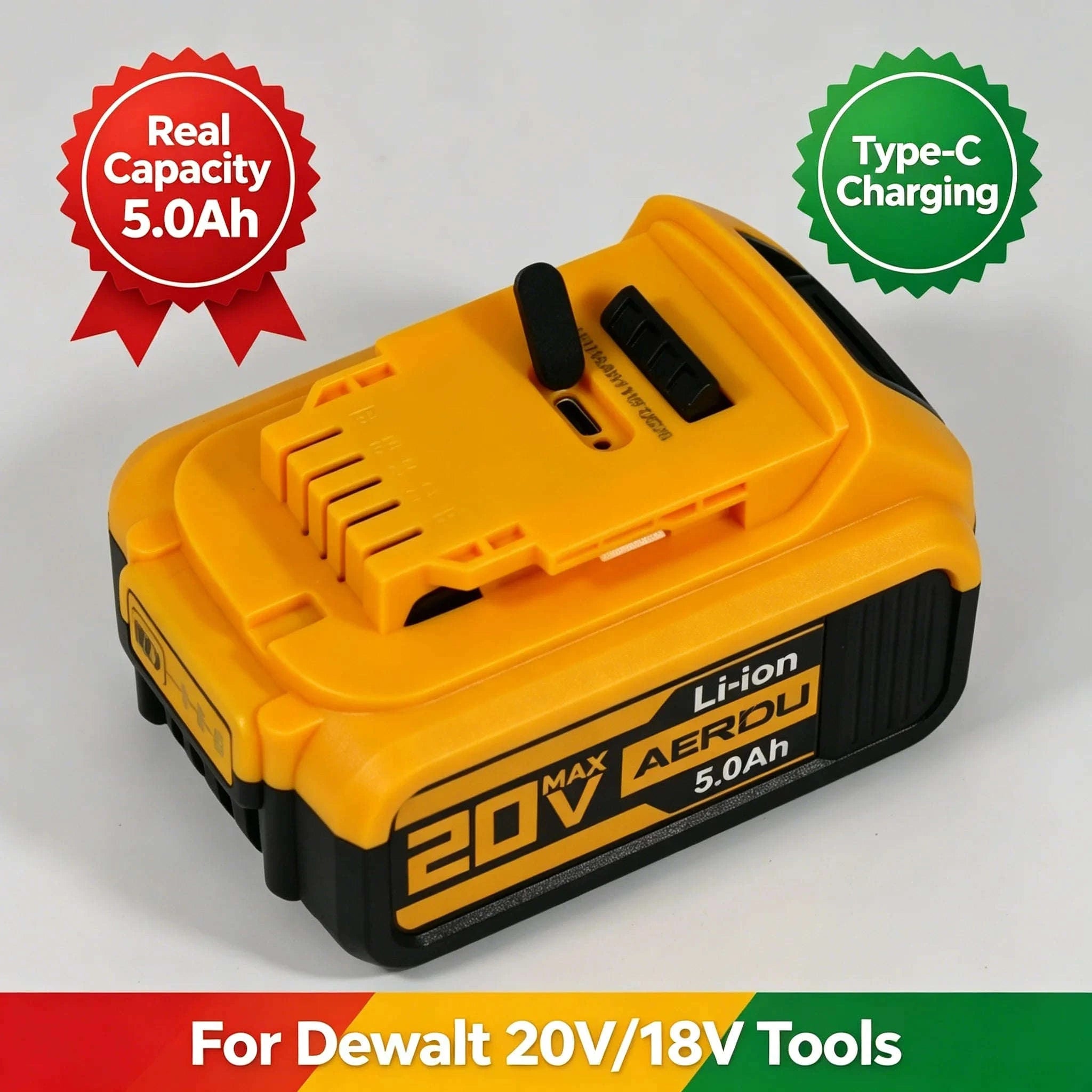20V 5.0Ah Li-ion Battery with Type-C Charging for 20V Power Tools-PURPLE / United States