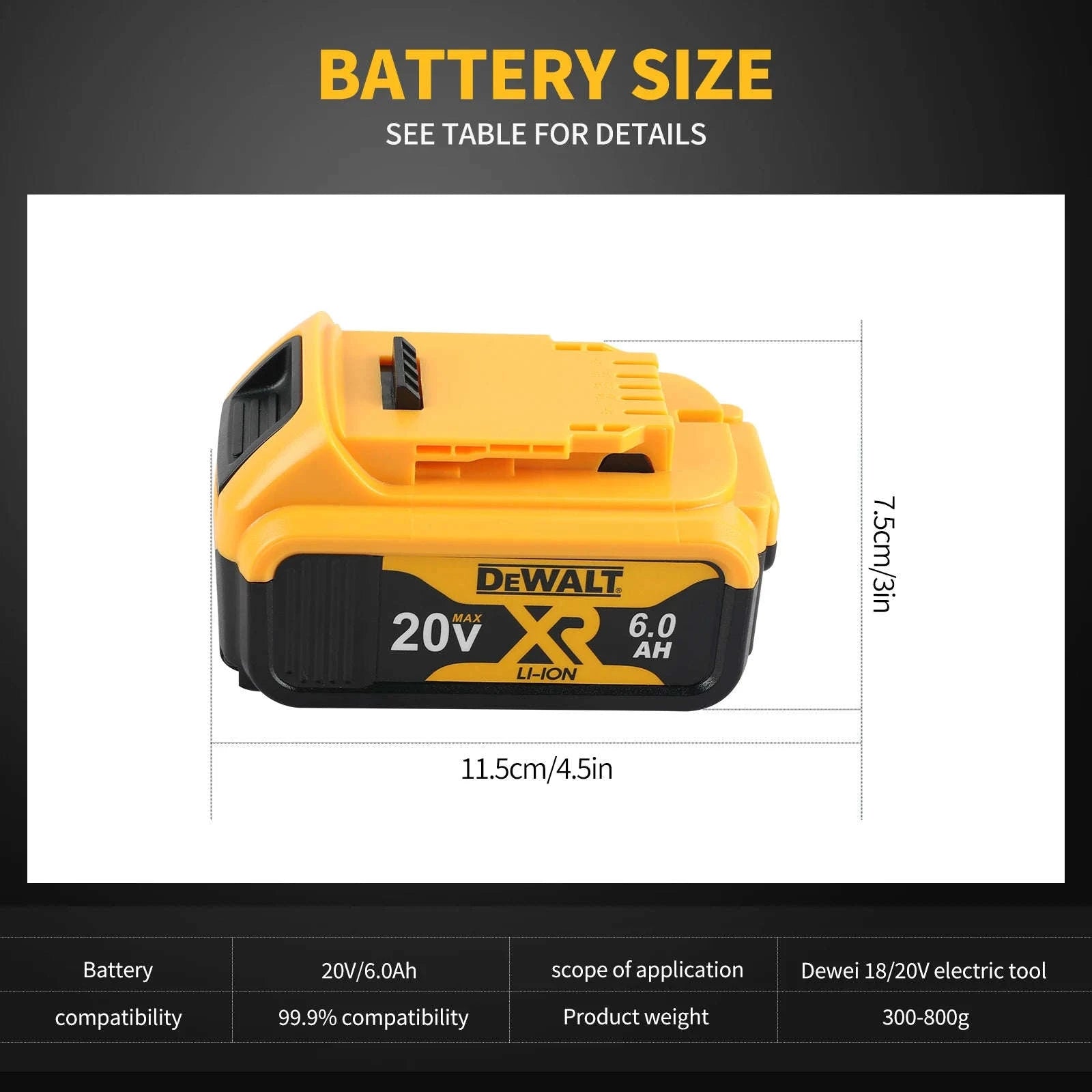 20V 6.0Ah Rechargeable Lithium Battery Pack-1 piece / United States