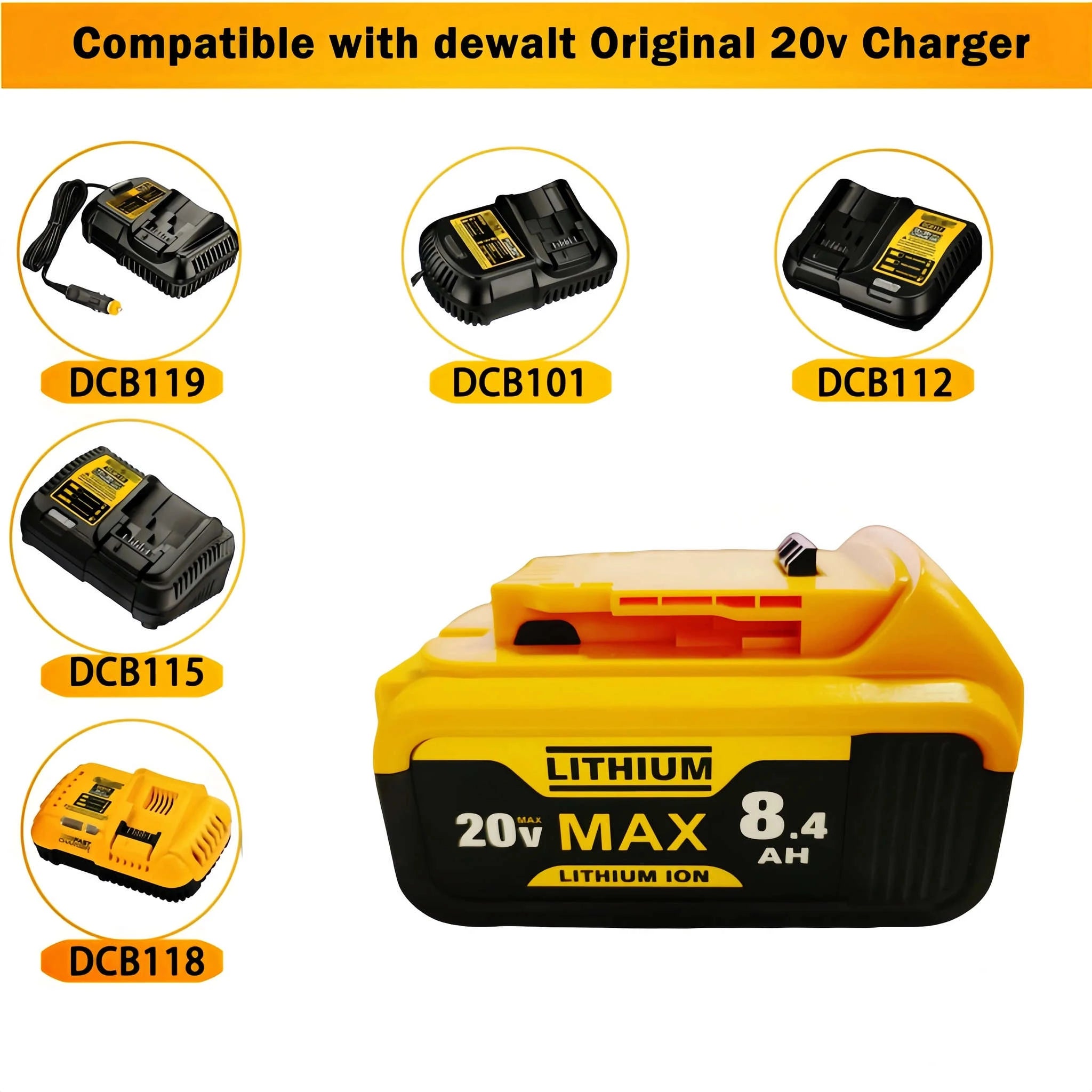 20V 8.4Ah Lithium-Ion Replacement Battery for Hand Drill-2pcs / United States