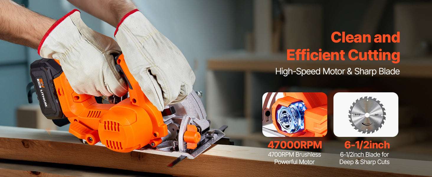 20V Cordless Circular Saw 4700 RPM 6-1/2" Blade with Battery-20V / United States