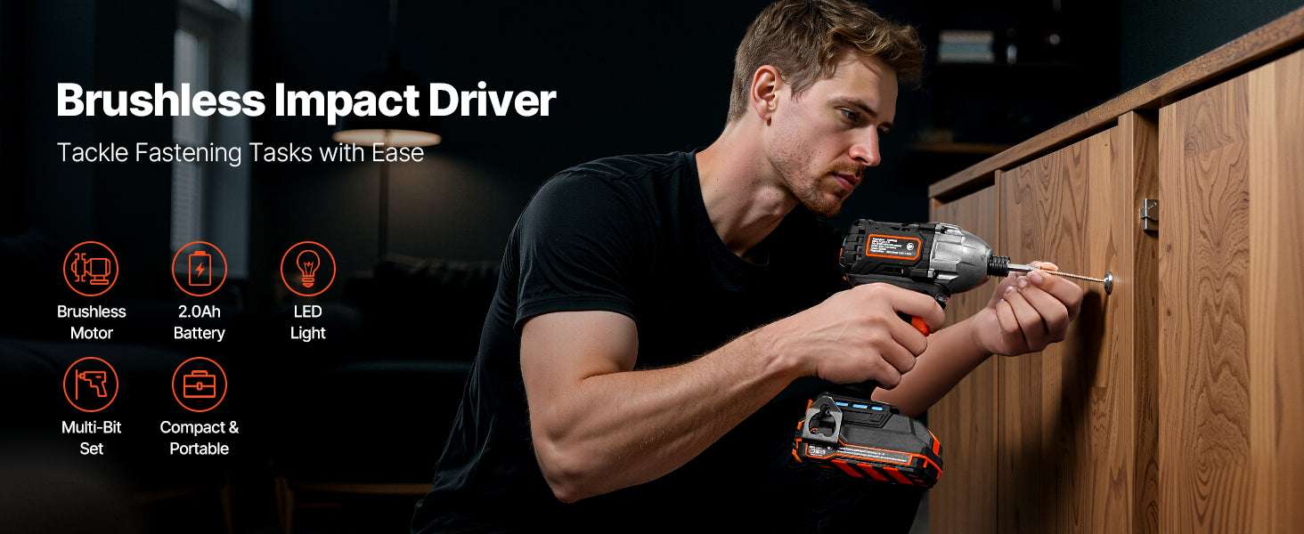 20V Cordless Impact Driver 2800 RPM with Battery, Bits & LED Light-20V 180N.m / United States
