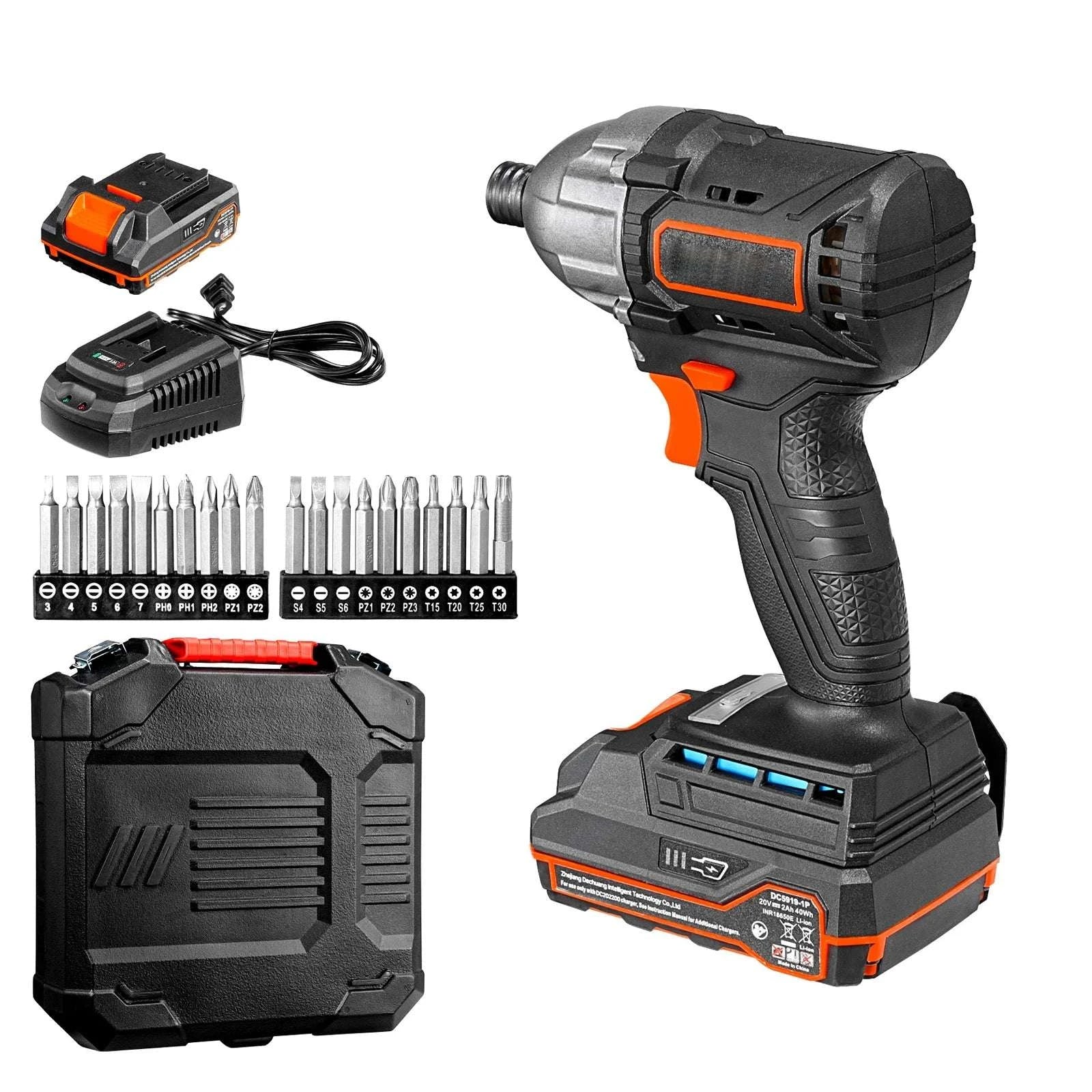 20V Cordless Impact Driver 2800 RPM with Battery, Bits & LED Light-20V 180N.m / United States